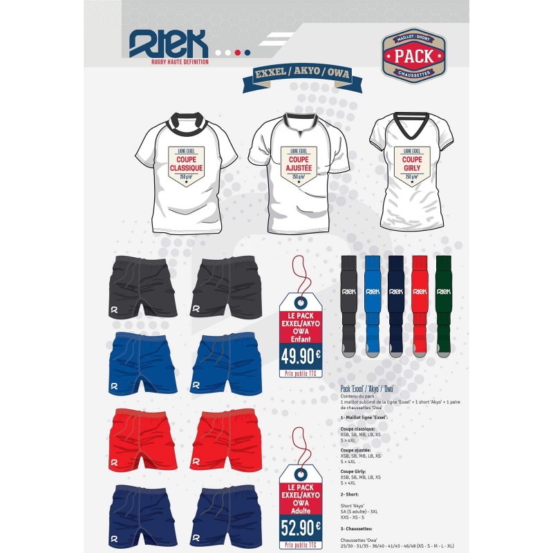 Pack Rugby Maillot-Short-Chaussettes / RTEK