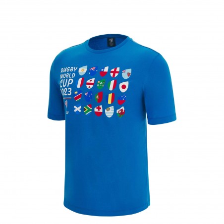 RWC 2023 ALL FLAGS blue shirt Macron