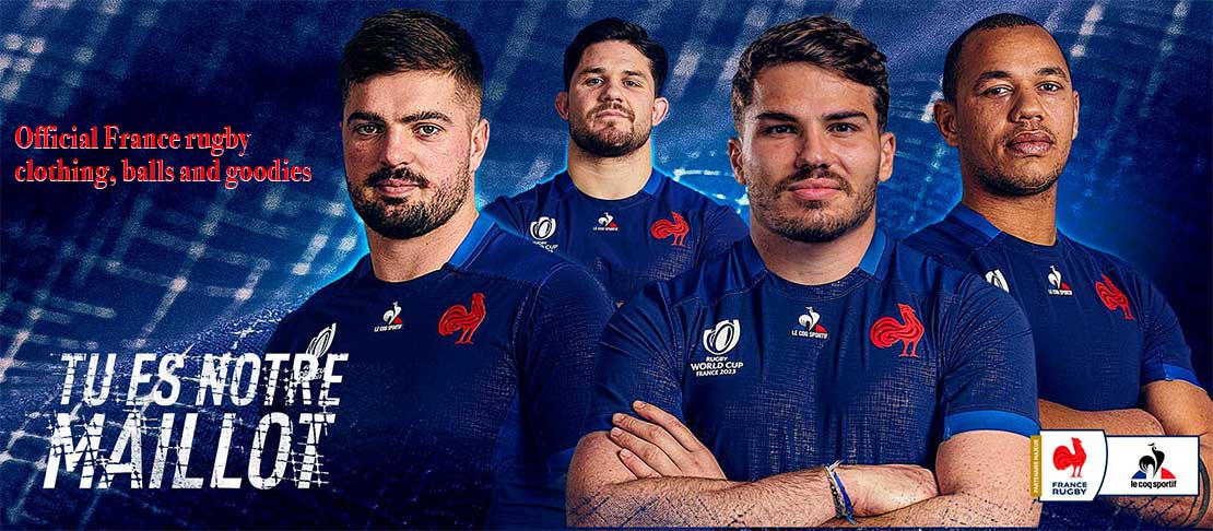 Official france rugby jerseys, balls, bags, goodies....